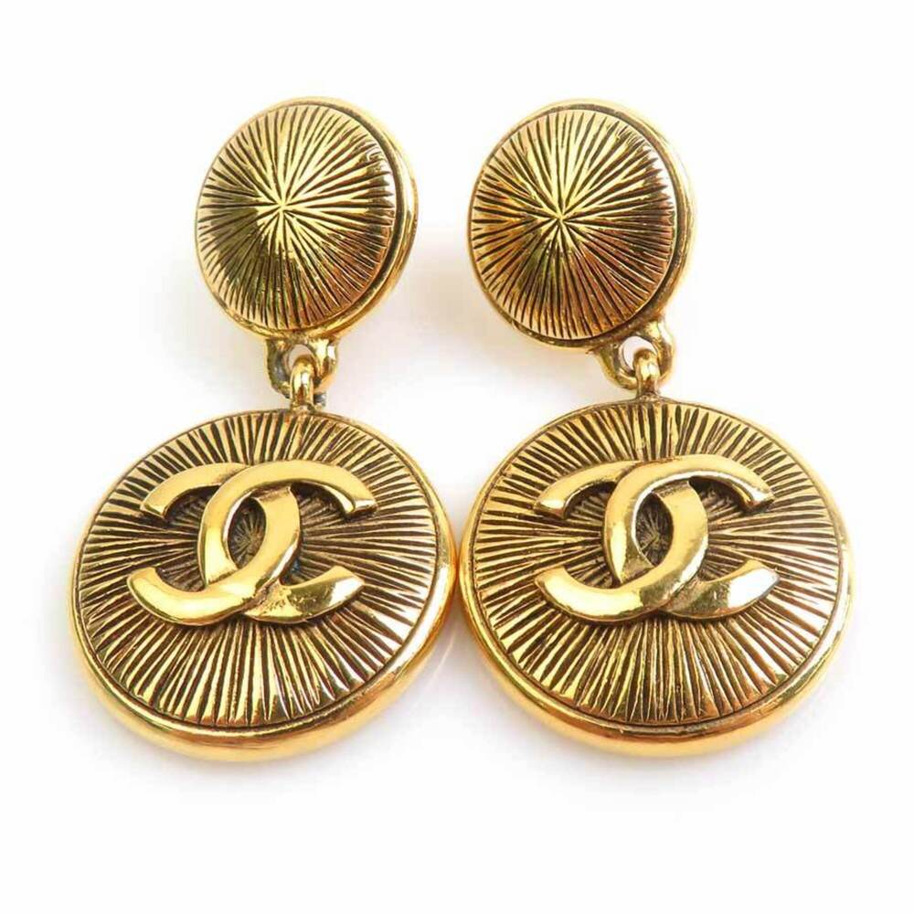 Chanel Cc Logo Clip-On Earrings Gold- #313635C73B